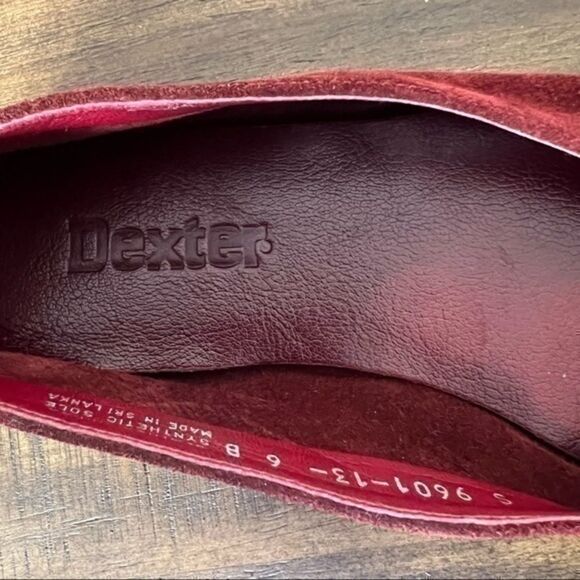 Dexter Red Leather Suede Flats Slip On Round Toe Comfort Shoes Women Size 6 - Picture 5 of 7
